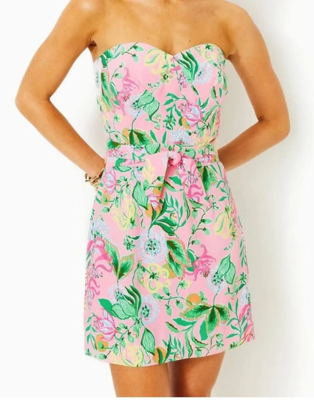 Lilly Pulitzer Strapless Pink Floral Sweetheart Dress - Picture 2 of 6